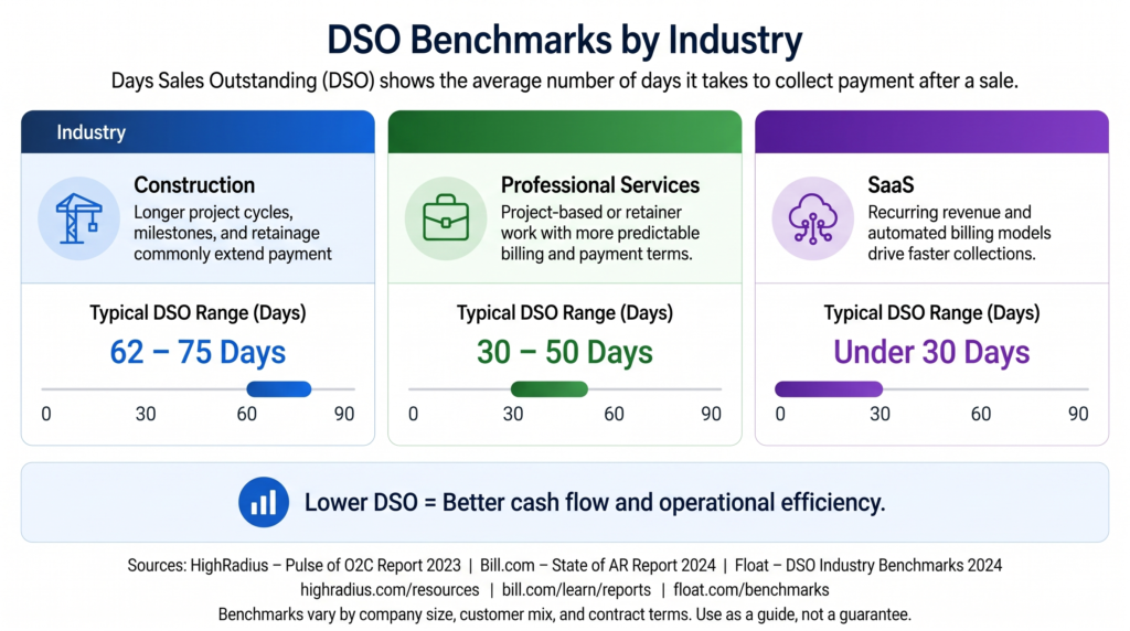 DSO benchmark by industry for small business accounts receivable